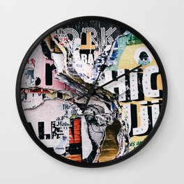 Torn mexican posters wall Wall Clock