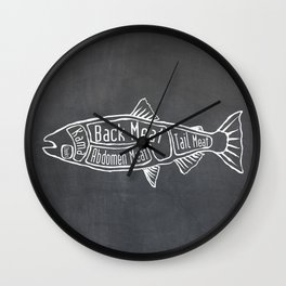 Salmon Butcher Diagram (Seafood Meat Chart) Wall Clock