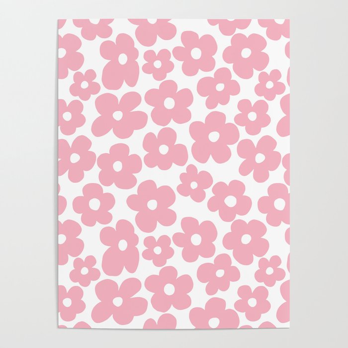 Pastel Pink Flowers - Floral Pattern - Seamless Pattern – Vintage Style Poster