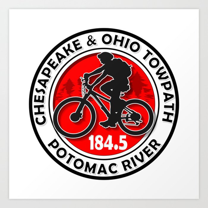Chesapeake and Ohio Canal Towpath Maryland 184.5 Miles ( C&O ) Bike Art Print
