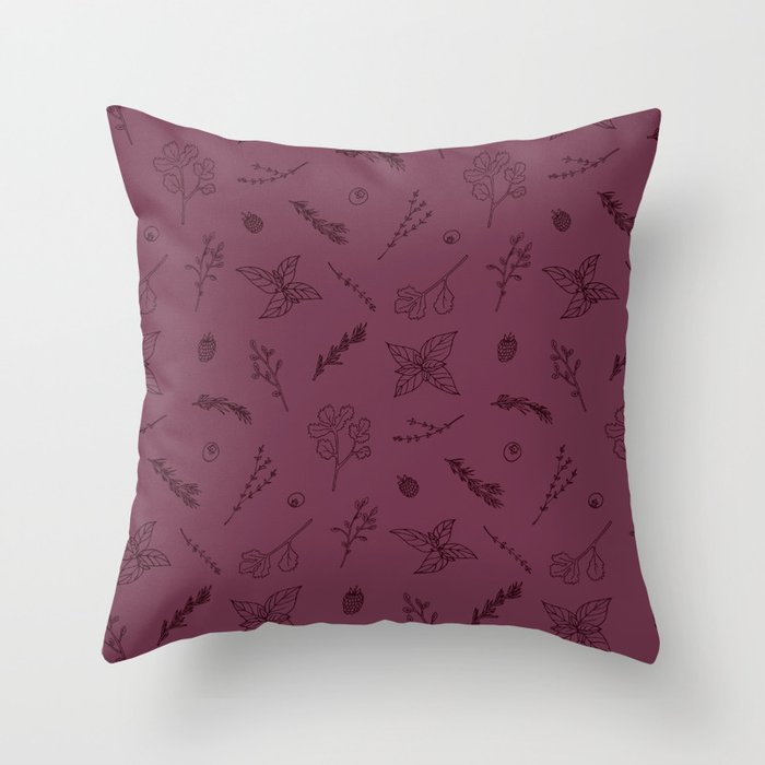 Herbs and Berries Throw Pillow