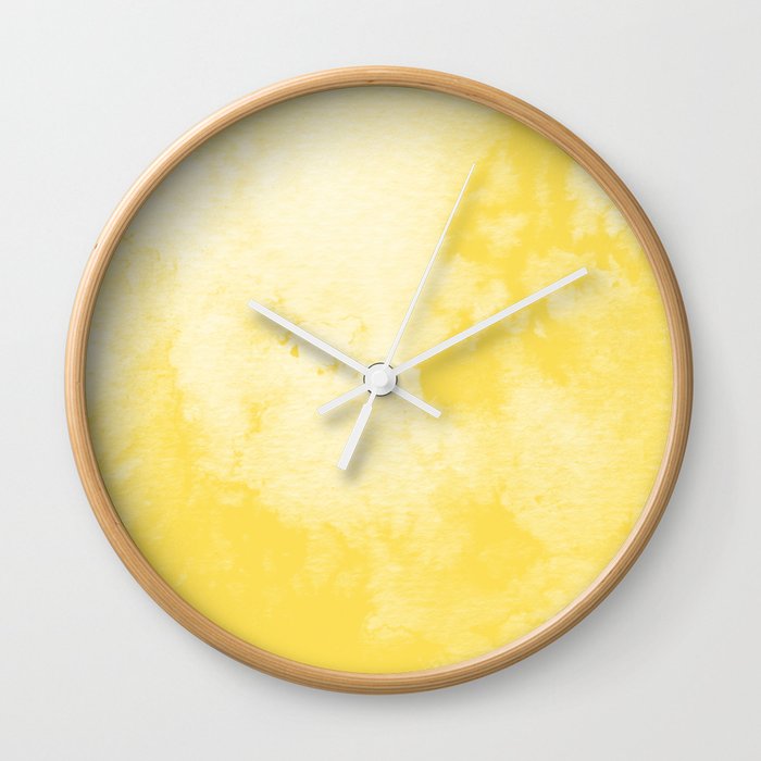 Watercolor wash - yellow Wall Clock