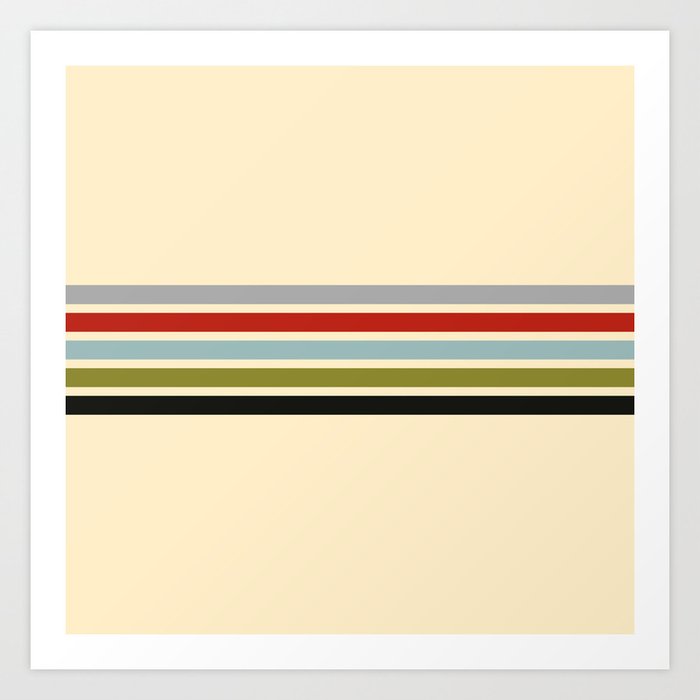 Abstract Minimal Retro Stripes 70s Style - Shigenaga Art Print
