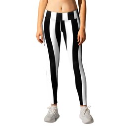 Abstract Black and White Vertical Stripe Lines 15 Leggings | Stripe, Minimalistic, Abstract, Minimal, Minimalist, Black, Lines, Color, Painting, Black And White 
