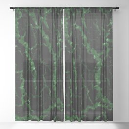 Cracked Space Lava - Glitter Green Sheer Curtain