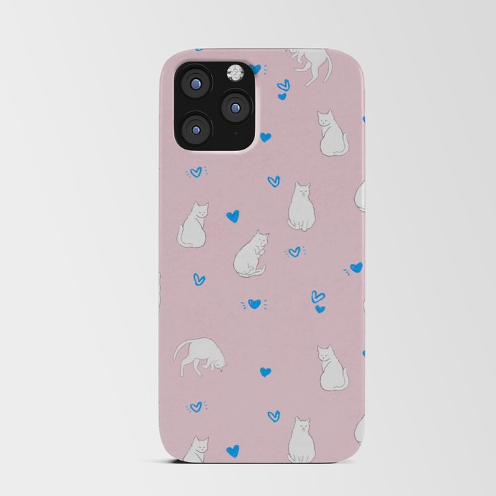 Sleeping Cats With Hearts Pattern/Pink Background iPhone Card Case