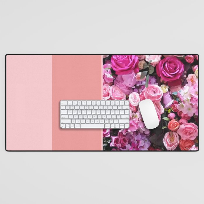 Rose Collage Pattern - Pink Palette  Desk Mat
