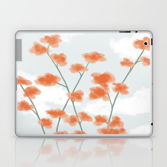 Peach Florals on the Blue Sky Laptop & iPad Skin