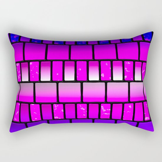 Pink and Blue Offset Tiles Pattern Rectangular Pillow