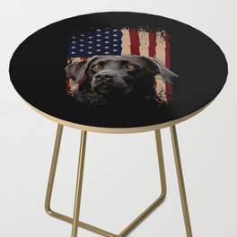 American Black Labrador USA Flag Lab Owner Side Table