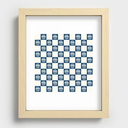 Minimal checkerboard line drawing cupcake pattern 8 Recessed Framed Print