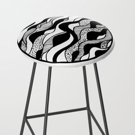 Abstract black and white sand waves Bar Stool
