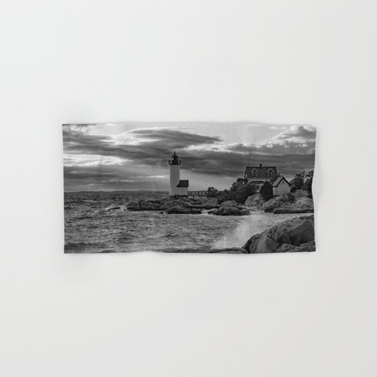 Annisquam Lighthouse Black and white Hand & Bath Towel