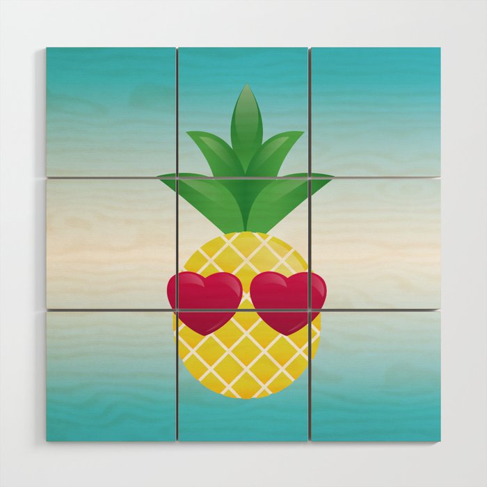 A pineapple in love, enjoy the summer Wood Wall Art