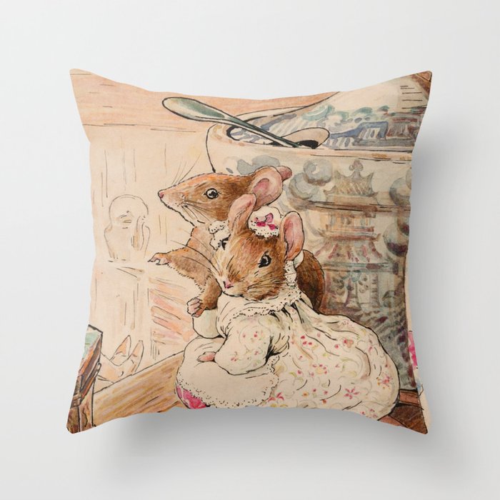 Mice by Beatrix Potter Throw Pillow
