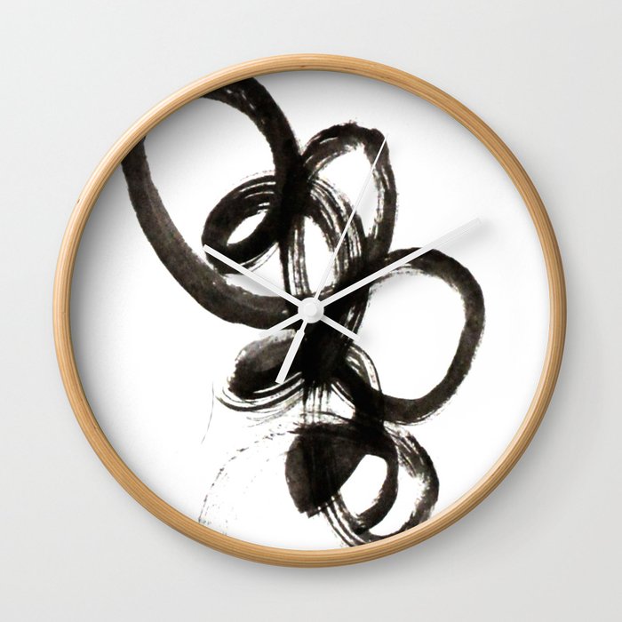 smear of black paint // modern abstract art // minimalism // black and white // stylish, loft style Wall Clock