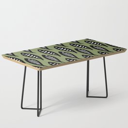 Abstract black and white fish pattern Sage green Coffee Table