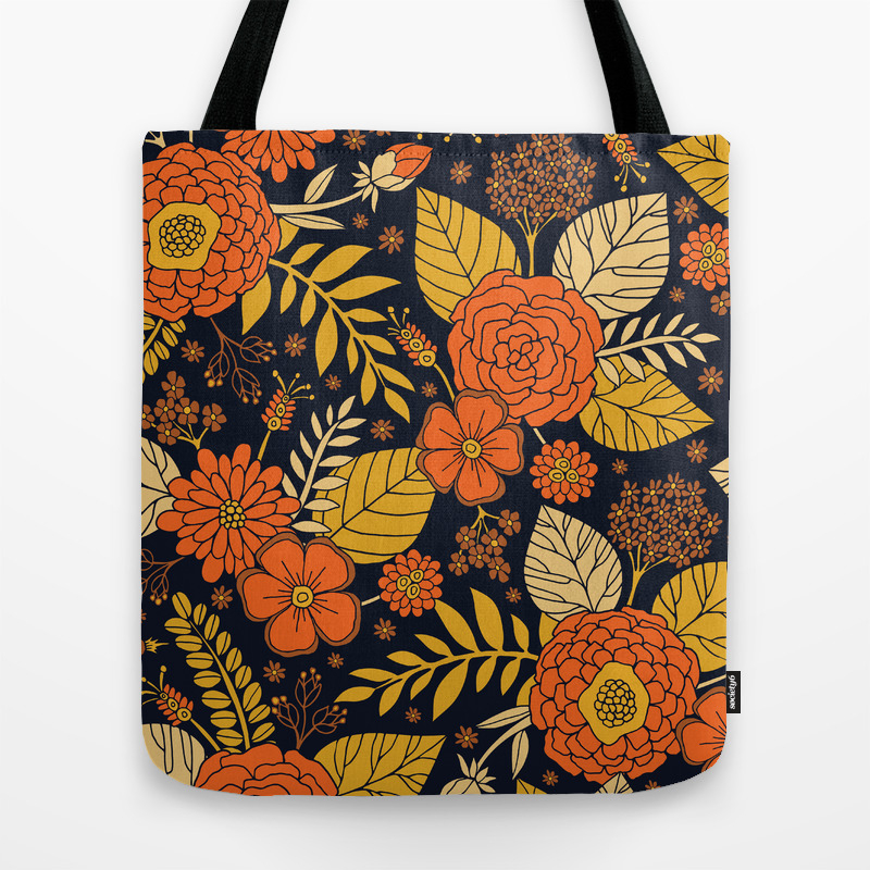 navy floral bag