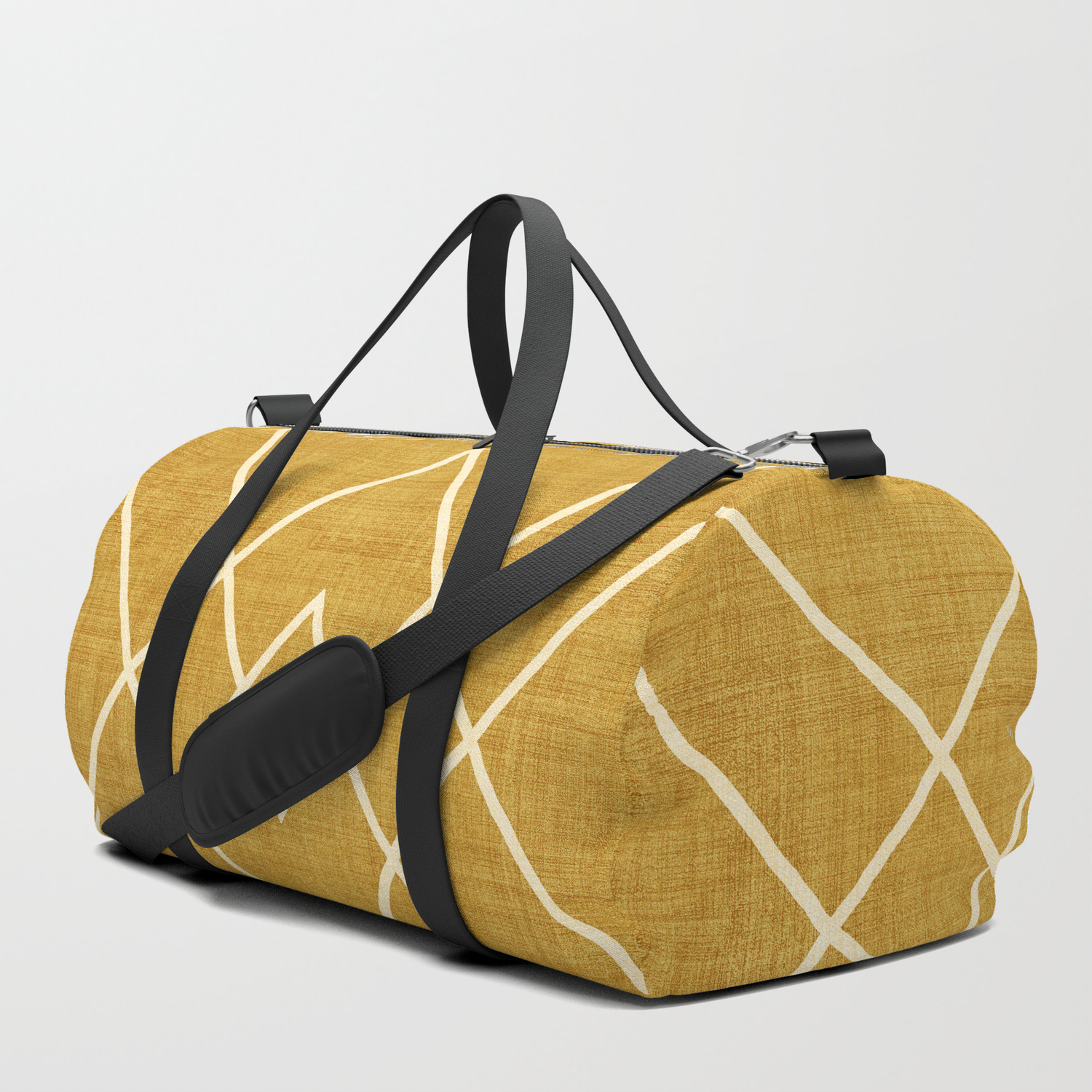 gold duffle bag