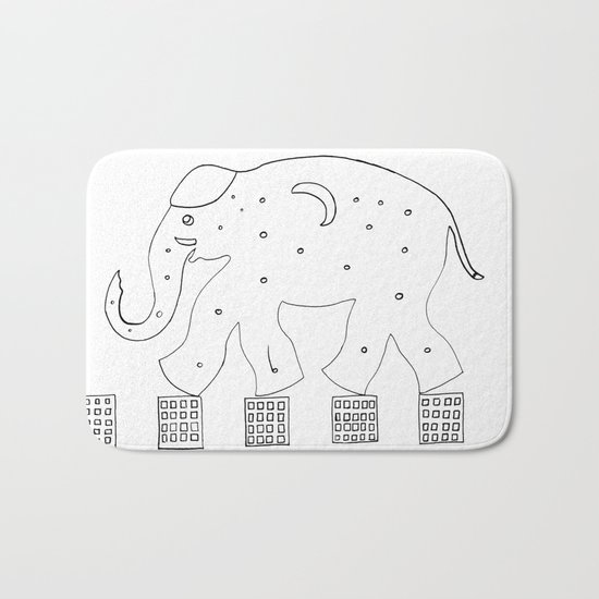 the elephant in the city Bath Mat