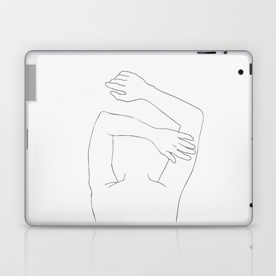Minimal Line Drawing Of Woman Sleeping Laptop Ipad Skin By Tiriri08 Society6