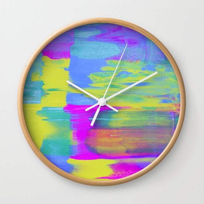 Vaporwave Glitch Paint Smear Wall Clock