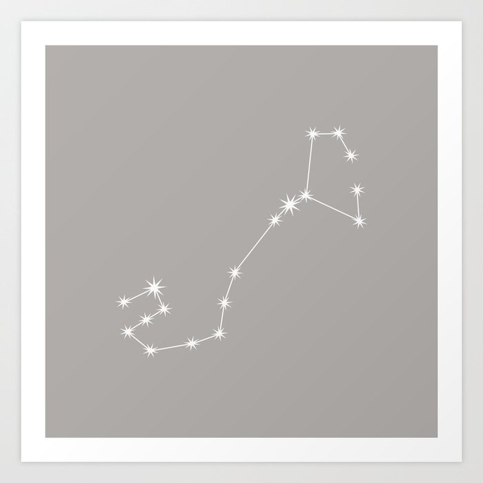 SCORPIO Taupe Gray – Zodiac Astrology Star Constellation Art Print