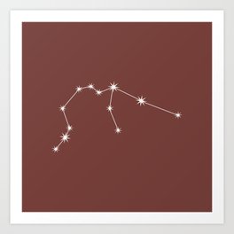 AQUARIUS Brick Red – Zodiac Astrology Star Constellation Art Print
