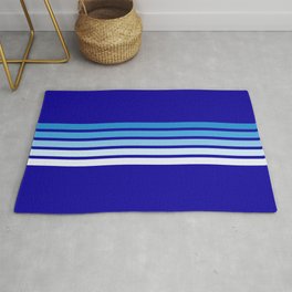 Minimal Maritime Abstract Retro Stripes 70s Style on Blue - Oceanica Rug