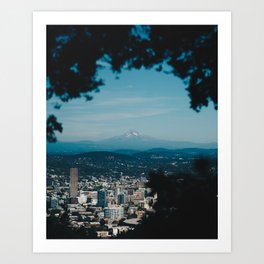 Portland and Mt Hood Art Print