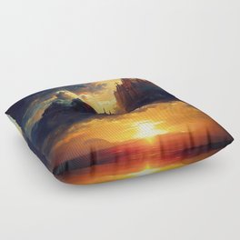 A Cathedral in the clouds Floor Pillow