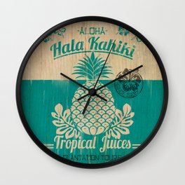 Hala Kahiki Juice Stand wooden board. Wall Clock