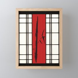 Shoji with bamboo ink painting Framed Mini Art Print