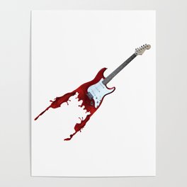 Electric guitar red music rock n roll sound beat band gift idea Poster