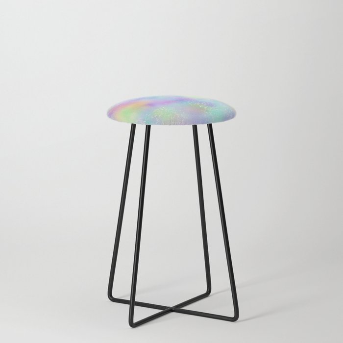 Pretty Holographic Glitter Rainbow Counter Stool