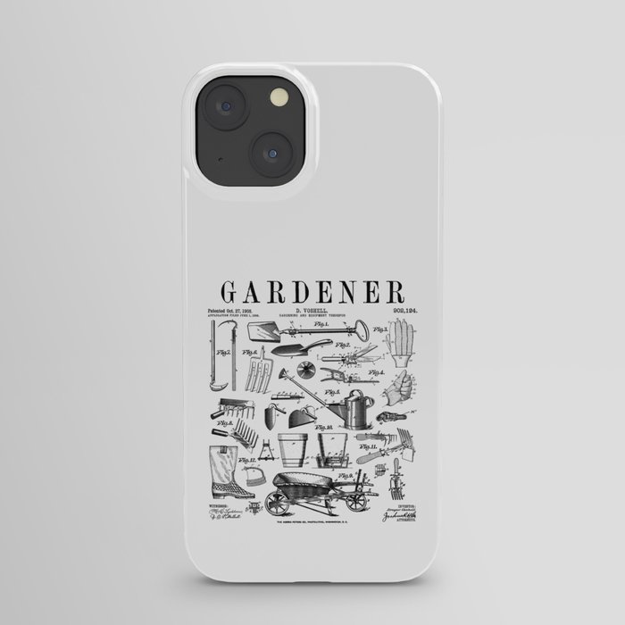Gardener Gardening Garden Plant Tools Vintage Patent Print iPhone Case