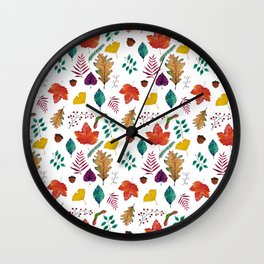 watercolor autumn leaves Wall Clock