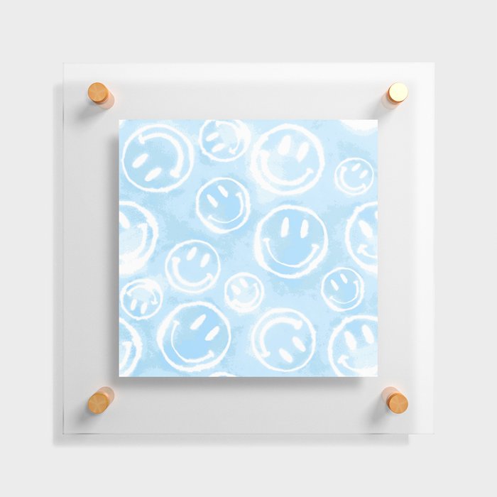 Blue Tie-Dye Smileys Floating Acrylic Print