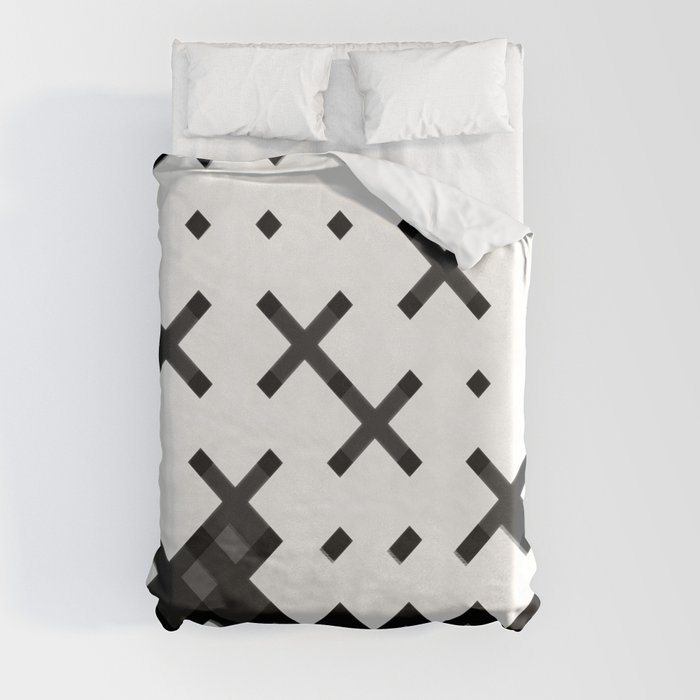Black and white abstract of geometric patterns Duvet Cover