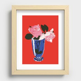 Roses in vase Recessed Framed Print
