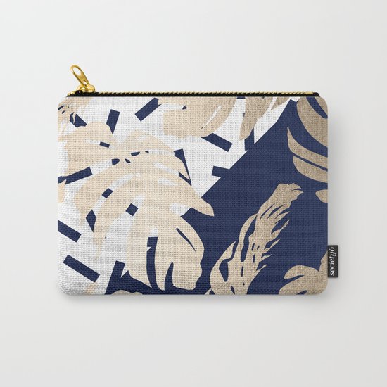 Simply Tropical Nautical Navy Memphis Palm Leaves Carry-All Pouch