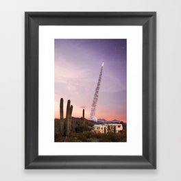 Rocket Desert Gerahmter Kunstdruck | Camper, Sun, Stars, Caravan, Adventure, Desert, Space, Cactus, Explore, Photo 