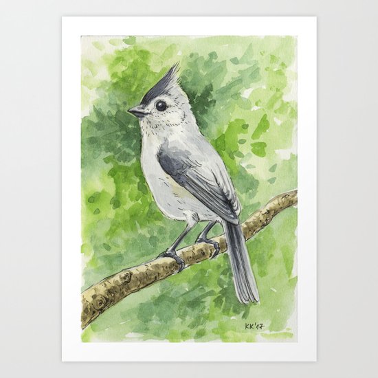 Titmouse bird watercolor Art Print