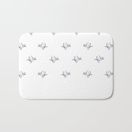 Hoop Diving - Pattern on White Bath Mat
