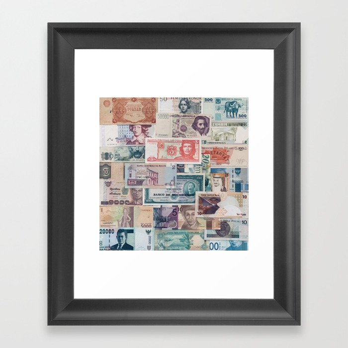 Banknote Pattern Money From World Cuba Sweden Italy Australia Quatar Russia Mozambico And More Edit View Framed Art Print