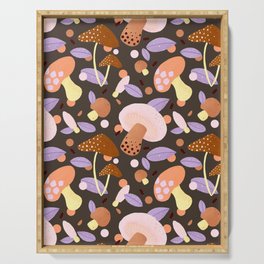 Brown and purple mushroom pattern Serving Tray