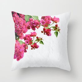 Bougainvillea Floral Mediterranean Greek Island Throw Pillow