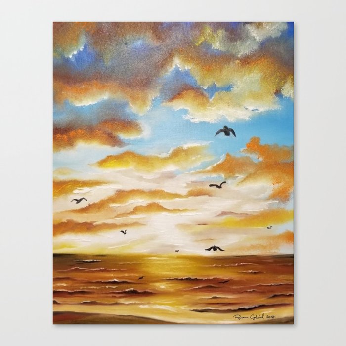 Freedom Sky Sunset Painting Freedom Sky Painting Birds At