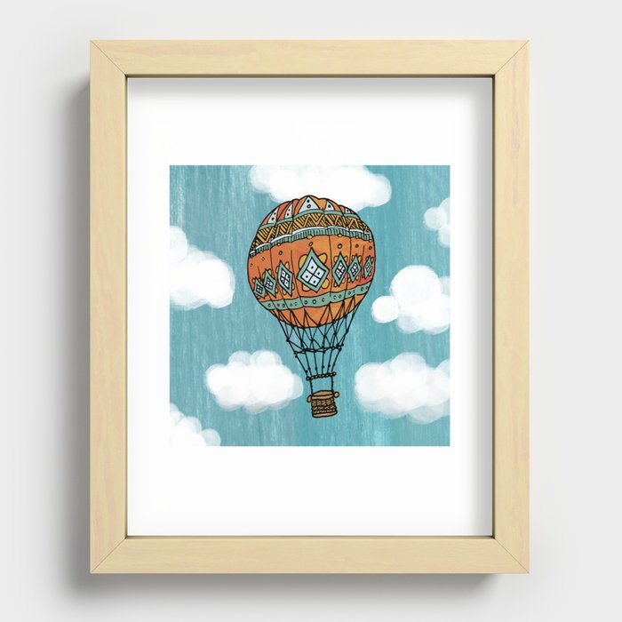 Hot Air Ballon in the Sky Recessed Framed Print