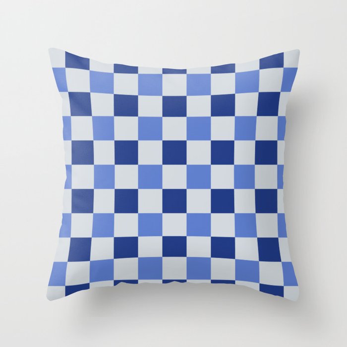 Minimalist Checkered Pattern (blue) Throw Pillow